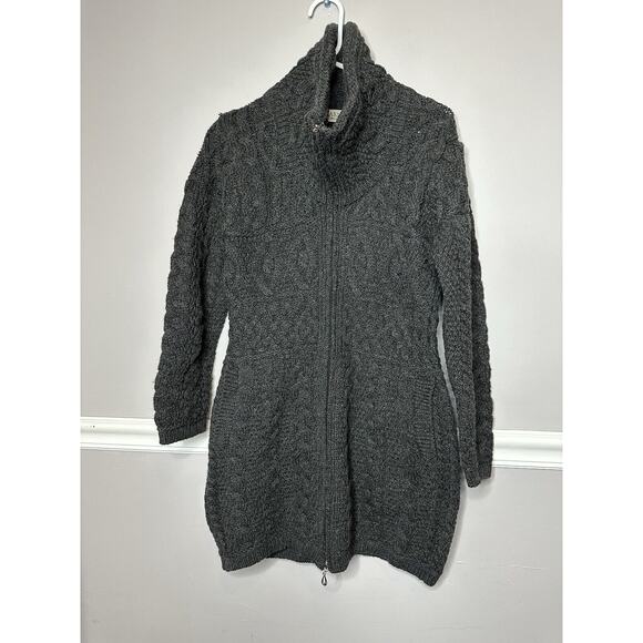 Blarney Ireland Merino Wool Women's Sweater XS Cable Chunky Knit Long Cardigan - Picture 1 of 14